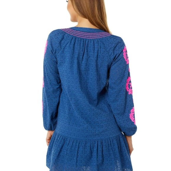 Lilly Pulitzer Lucee Dress, Oyster Bay Navy Bayside Eyelet, Size S Small - Picture 4 of 13